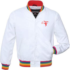 Veste universitaire pour femmes de haute qualité-manches longues fermeture à glissière dernier style vestes de baseball veste universitaire en satin en gros - Product Image 5