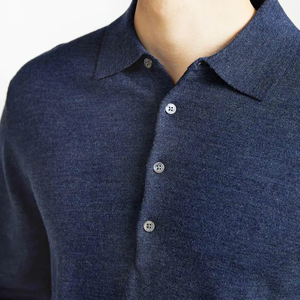 Camisas de polo Venta caliente Diseño de moda Tallas grandes Hombres Polo de manga larga Hecho de 100% Tela de punto de lana Polo Camisa para hombres - Product Image 3
