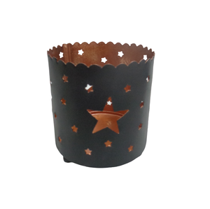 Décoration de Noël de table Round Votive Iron Ray W/Copper Antique Candle Votive Holder For Lighting Decorations - Product Image 5