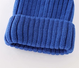 Gorro de Punto Azul Sólido 100% Acrílico, Tejido a Mano, Invierno, Unisex, Casual, para Adultos, 58-60CM, para Exteriores, 2027 - Product Image 1