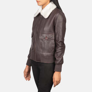 Blouson aviateur en cuir marron coupe-vent Stella G-1 - Product Image 2