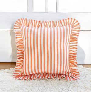 <b>Orange</b> Striped Ruffle Luxury Ruffles Boho Cotton Flange <b>Pillow</b> Covers Decorative Frill Ruffle Throw <b>Pillow</b> Boho Designer <b>Pillow</b> - Product Image 1