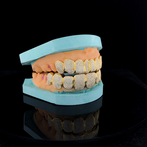 Real S925 totalmente helado rapero Moissanite dientes Grillz Hip Hop Vvs diamante redondo personalizado D Color Moissanite Grillz - Product Image 6