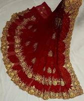 Saree avec chemisier Beige fête porter concepteur vêtements de mariage dentelle bordure soies Saris inde vert femmes adultes inde et Pakistan 500 ethnique