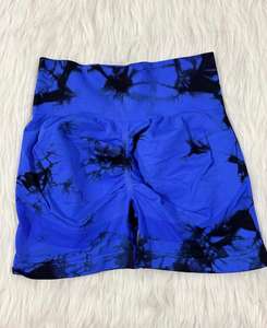 Short de gymnastique Short de fitness taille haute pour femme Pantalon de sport taille élastique à motif solide Short sans couture taille personnalisée - Product Image 5