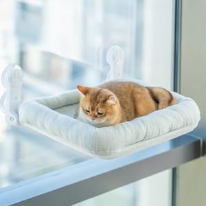 Hamaca de Tela de Lino para Gato, Cama con Ventosas, Asiento Colorido para Ventana, Tela Duradera - Product Image 5