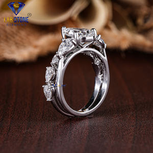 2.78 TDW Pear Cut <b>Diamond</b> White Gold Ring by Lab-Stone / the Epitome of Luxury / EF-VS Color - Product Image 6