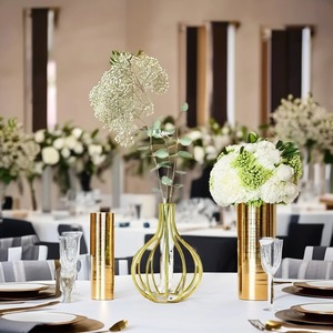 Aluminum Modern Geometric Flower Vase Eco-Friendly High Quality <b>Tabletop</b> Vase for Wedding Centerpieces and Home Decor - Product Image 3