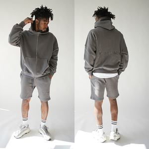 Sweats à capuche personnalisés avec fermeture éclair complète pour hommes 500 Gsm coton double couche poids lourd motif de créateur brodé Technique Hiver - Product Image 4