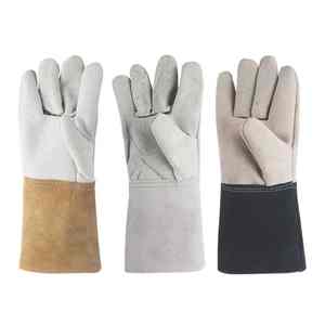 Guantes de trabajo de cuero de soldadura EN420 Guantes de soldadura de cuero dividido de piel de vaca ignífugos Guantes de seguridad de construcción industrial personalizados - Product Image 6