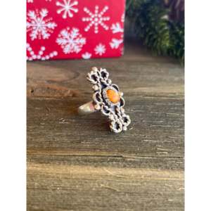 Bague en argent sterling plaqué or rose avec turquoise Mohave, style Navajo, taille 8, sertissage clos, cadeau exclusif sous licence - Product Image 2