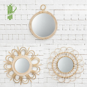 Luxury Antique Rattan Round Wall <b>Mirror</b> Modern Sunburst Frame Eco-Friendly Handmade Adjustable for Living Room Bedroom Entryway - Product Image 1