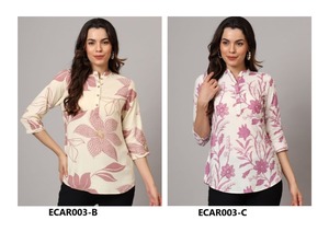 Top Kurti corto para mujer en tela de algodón-Rayón estilo étnico indio ligero para looks modernos disponibles para exportación - Product Image 6