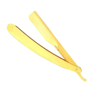 MORGANS INDUSTRIES Golden Straight Razor Stainless Steel Handle Single Blade for <b>Men</b> Barber Shop Use Face Shaving Tool - Product Image 1
