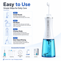 Irrigateur nasal électrique personnalisé 350 ml, nettoyeur de nez sans fil, étanche IPX7, buse rotative à 360°, kit de rinçage nasal rechargeable par USB