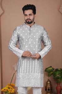 Kurta pyjama pour homme, broderie festive de Lucknow, pour la vente en gros - Product Image 6