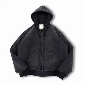 Veste matelassée en toile lavée, coupe-vent, imperméable et respirante, style urbain, col montant, personnalisable OEM, haute qualité, pour l'hiver - Product Image 1