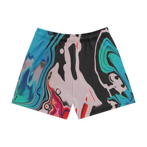 Premium 180 GSM breathable polyester <b>mesh</b> shorts black pink white swirl print heat transfer custom logo <b>Mesh</b> men's shorts - Product Image 3