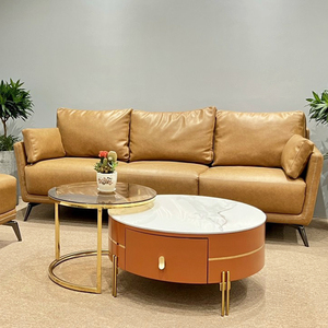 Sofá de Tres Plazas de Cuero Sintético con Tapicería de Piel Sintética y Patas de Hierro para Muebles del Hogar SFB68063 - Product Image 2