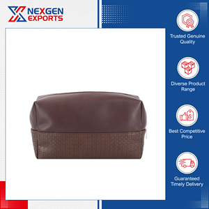 Fabriqué en Inde, qualité supérieure, haute efficacité, durable, écologique, sac cosmétique en cuir véritable PU, fermeture éclair, portable, quantité en vrac - Product Image 4