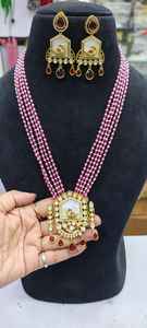 Best Selling Gold Plated Brass <b>Cross</b>-Border Parties Necklace Earrings Set Creative Multi-Layer Pearl String Direct Zircon - Product Image 6