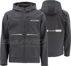Veste de moto softshell imperméable et respirante pour homme, coupe ajustée, avec revers et ourlet tricotés, protection CE intégrée, capuche, modèle Sapro Hiver - Product Image 1