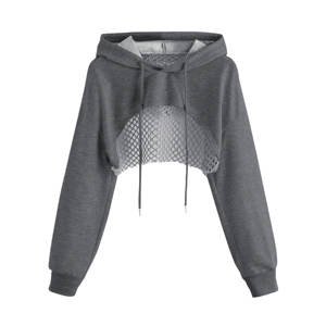 Nueva Sudadera con capucha recortada a la moda con logotipo en la parte delantera, jersey con cordón en el hombro, Tops de invierno con diseño de recorte calado - Product Image 5