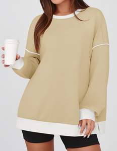 Multi Color Optional blend Blank Plain Pullover Drop Shoulder Embroidery Logo Crewneck Sweatshirt Yoga Gym figures respirant - Product Image 2