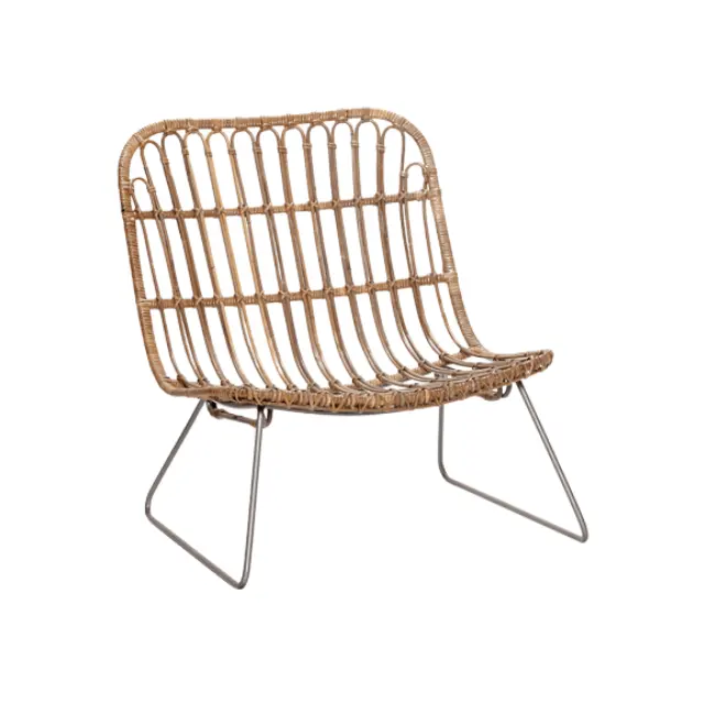 Vente en ligne de chaises longues modernes de luxe en rotin pour extérieur et intérieur avec métal pour salon direct usine de meubles pour la maison