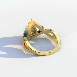 Latest 14K Solid Gold Fancy <b>Blue</b> Pear Cut Moissanite Diamond Ring Women's Engagement Ring Cross Pave Band <b>Jewellery</b> For Her - Product Image 6