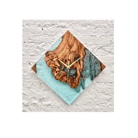 Horloge murale en résine époxy et bois de manguier pour la décoration murale de la maison, horloge murale en résine avec couleur bleue, horloge ronde de qualité supérieure pour hôtel