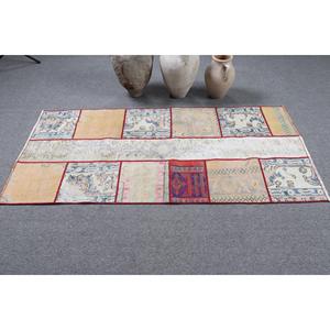 Alfombra Turca Vintage con Acentos de Estilo Turco, 2.8x6.1 pies (86x186 cm), Alfombra Azul con Estampado Animal - Product Image 3