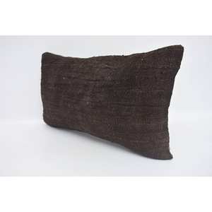 Sutil rayas marrón lana Kantha Patchwork almohada 12x20 pulgadas tejido Vintage bordado estampado patrón para sala de estar uso en el suelo - Product Image 4