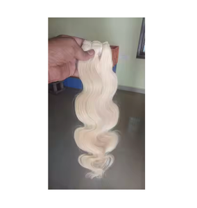 Extensions de cheveux blonds indiens vierges de Temple à la texture soyeuse et brute pour un style et un volume sans couture - Product Image 2