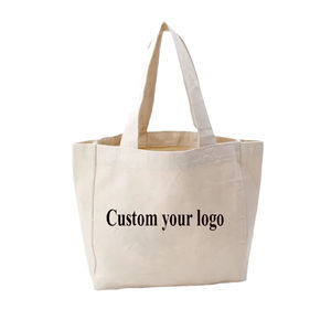 Bolsa de Mano Personalizada Plegable de Lona 100% Algodón con Bolsillos, Cierre de Cremallera, Logotipo Personalizado, Asa de Hombro, Reutilizable para Mujer - Product Image 1