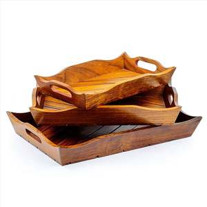 Exportation Qualité De Plateau De Service En Bois Nouveau Plat Fait Main Classique Élégant Designer De Luxe Plateau En Bois Pour Hôtel Restaurant Utilisation - Product Image 4