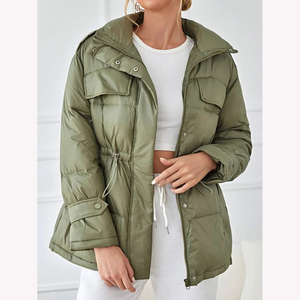 Women's Fashionable <b>Winter</b> Warm <b>Thick</b> Puffer Jacket Long Sleeves Full Zipper Breathable Woven <b>Coat</b> Solid Pattern Windproof - Product Image 5