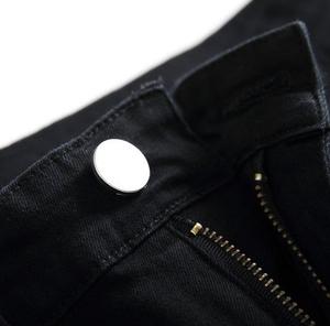 กางเกงยีนส์สีดำย้อมสีมาใหม่กางเกงยีนส์ผู้ชายกางเกงผ้านุ่มระบายอากาศได้กางเกงยีนส์ขาตรงย้อมสีดำ - Product Image 3