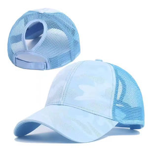 Casquettes de baseball unisexes personnalisées, respirantes et imperméables, à 6 panneaux, avec trou pour queue de cheval haute, visière incurvée et décoration en perles, très vendues - Product Image 3
