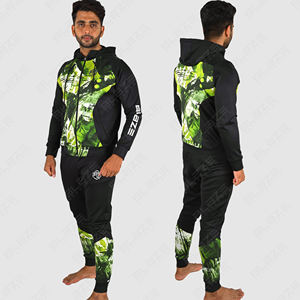 Ensemble de survêtement athlétique pour femme à capuche, manches longues, fermeture éclair intégrale, pantalon de jogging, 2 pièces, imprimé, 100% coton, pour les sports d'hiver - Product Image 1