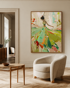 Cuadro de Retrato Pintado a Mano sobre Lienzo, Estilo Contemporáneo, Enmarcado en Madera, Decoración de Interiores - Product Image 6