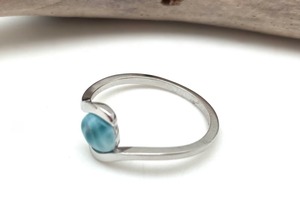 Handmade Natural Larimar Gemstone Ring 925 Sterling Silver Invisible Setting Third Party Certified Unique Trendy Party Wear <b>Gift</b> - Product Image 4