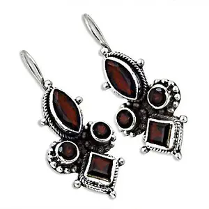 Women's 925 Silver Garnet Drop <b>Earrings</b> Gold Plated <b>Dangle</b> Jewelry Cute for Wedding Featuring Amethyst Quartz Pearl <b>Diamond</b> - Product Image 2
