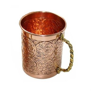 Taza de Metal de cobre puro, vajilla de mesa, taza de Metal de cobre de lujo para decoración de mesa, acabado de bronce martillado - Product Image 5
