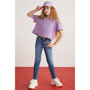 GRIMELANGE Camiseta de manga corta 100% algodón para niñas, camiseta infantil con etiqueta decorativa - Product Image 6
