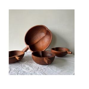 Bol en bois décoratif pour la maison hôtel Restaurant utilisé bol de service en bois moderne forme de pomme meilleure vente vente - Product Image 1