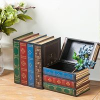 2 packs de boîtes de rangement pour livres anciennes en bois vintage Poubelle décorative pour livres