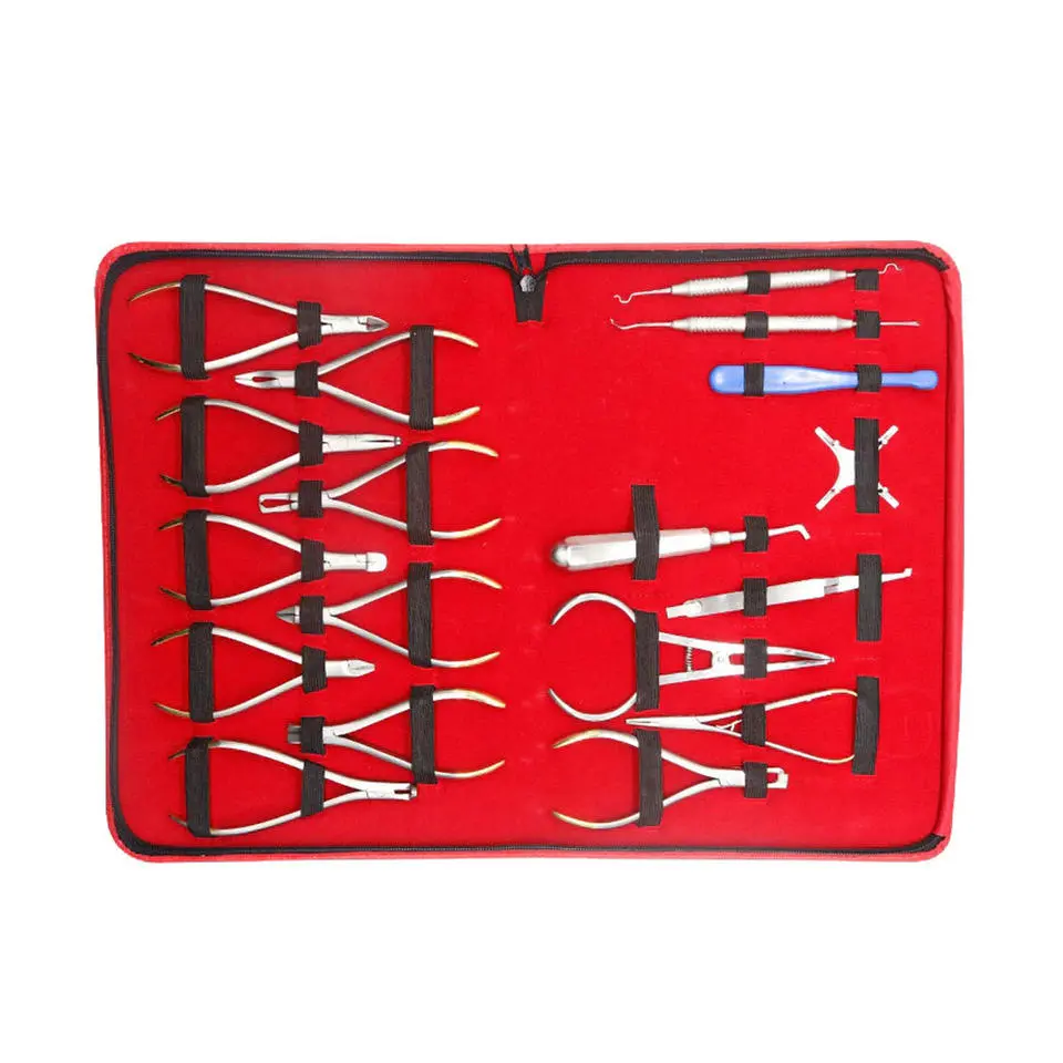 Bán chạy nhất 18 PCS cơ bản chỉnh nha dụng cụ nha khoa dụng cụ chỉnh nha Kit bán chạy nhất Ortho công cụ