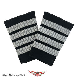 Épaulettes de capitaine à quatre barres en soie ou polyester argenté sur fond bleu marine, épaulettes de grade à quatre barres - Product Image 5