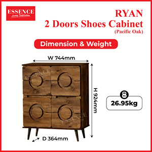 Meuble à chaussures élégant de style contemporain à 2 portes, gain de place, pour salon, fabriqué en Malaisie, Ryan (chêne du Pacifique) - Product Image 6